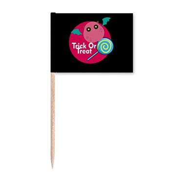 Imagem de Doces de Dia das Bruxas Happy Trick Treat palito de dente bandeiras marcadoras para decoração de festa