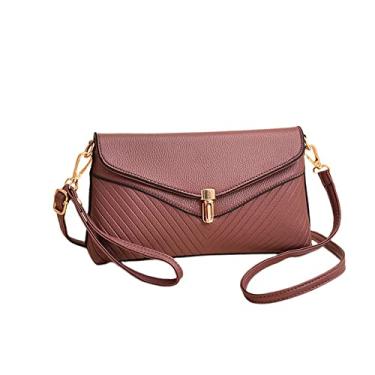 Imagem de Bolsa tiracolo feminina com aba superior, bolsa de ombro de couro vegano, leve e casual, rosa