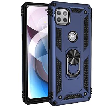 Imagem de Caso de capa de telefone de proteção Para Motorola Moto One 5G ACE Case Telefone Celular com suporte de suporte magnético, proteção à prova de choque pesada para Motorola Moto One 5G Ace (Color : Blu