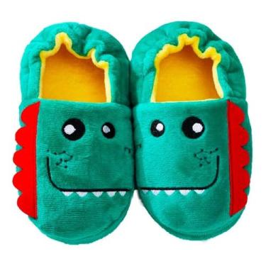 Imagem de Pantufa Infantil Antiderrapante Menino Dinossauro Pe Inverno