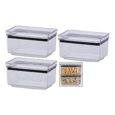 Imagem de Kit 3 Porta Mantimento Acrílico Pote Hermético Tampa Gaveta 580ml