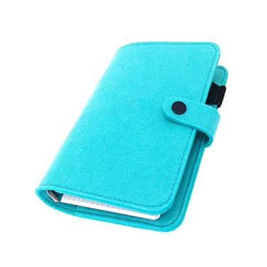 Imagem de A6 / A5 Capa de feltro de 6 furos redondo com vista de anel Pasta de arquivo para protetores de folha solta (Blue 20, A6 mini set)