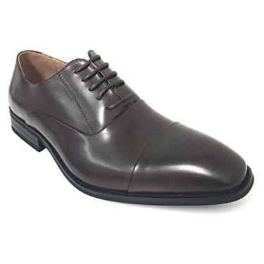 Imagem de G-FLORS sapato social masculino moderno Oxford sapato Derby Captoe cadarço Wingtip casual, Coffee, 8
