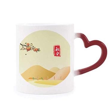 Imagem de Autumnal Equinox Twenty Four Solar Term Sensível ao Calor Caneca Vermelha Mudança de Cor