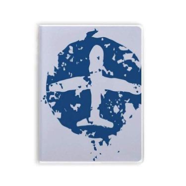 Imagem de Caderno de desenho de avião azul com estampa de ilustração e capa de goma