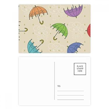 Imagem de Conjunto de cartões postais Umbrella Cloud Rain Drip Sun Cartão de felicitações