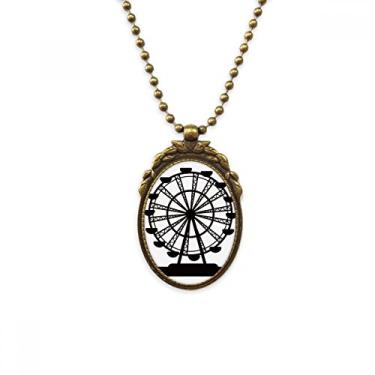 Imagem de DIYthinker Colar com pingente de roda gigante preta silhueta de parque de diversões de latão antigo joia presente de luxo