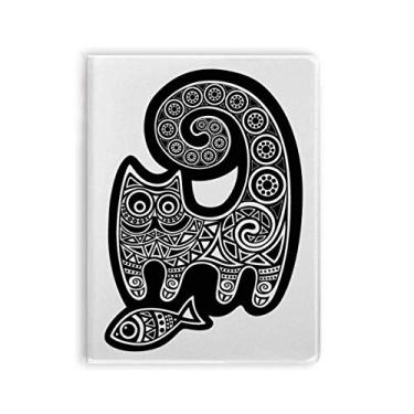 Imagem de Caderno com estampa de peixe de gato branco preto capa de goma Diário capa macia
