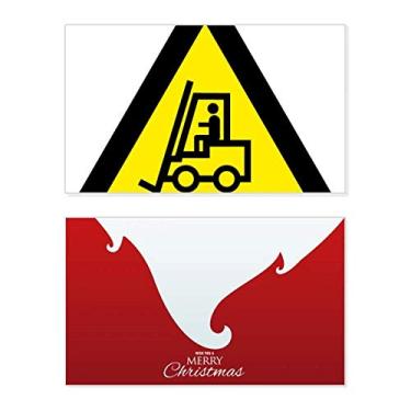 Imagem de Símbolo de aviso amarelo preto empilhadeira triângulo feriado feriado Feliz Natal Cartão de parabéns Mensagem de Natal