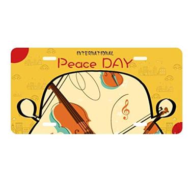 Imagem de DIYthinker Placa de carro com estampa de instrumentos musicais de violino, etiqueta decoração de carro, dia da paz