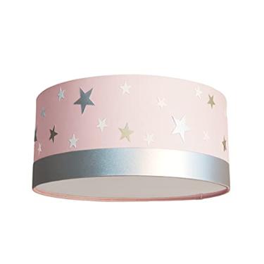 Imagem de Luminária Plafon Infantil Estrelas 30x15 2E27 Bivolts Cor: Rosa bebê