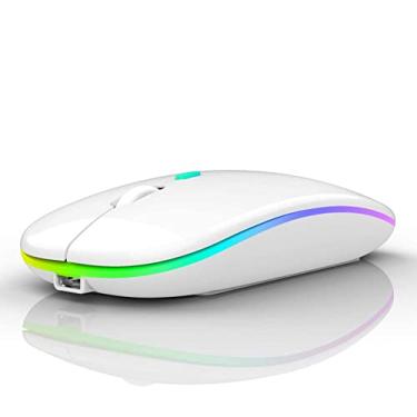 Imagem de Mouse Inland Sounds Branco Wireless Recarregável Led Rgb 2.4 Ghz Sem Fio