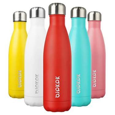 Imagem de BJPKPK Garrafas de água isoladas – 500 ml – Garrafas de água de aço inoxidável, garrafas de água esportivas mantêm frias por 24 horas e quentes por 12 horas, garrafas de água infantis livres de BPA para a escola – Vermelho