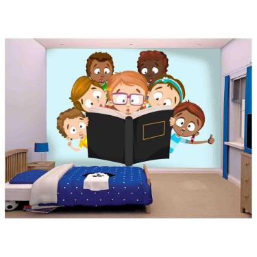 Imagem de Papel De Parede Igreja Crianças Lendo Bíblia  Azs189