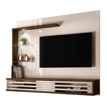 Imagem de Painel Para TV até 50 Polegadas Bancada Suspensa com Luminária de LED Frizz Select 2 Portas Off White - Madetec Móveis