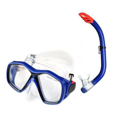 Imagem de Kit Máscara De Mergulho Regulável Vidro Temperado Snorkel Com Protetor