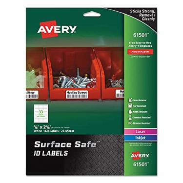 Imagem de Etiquetas Avery Surface seguras para identidade, 7/8" x 2 5/8", branco, pacote com 825 etiquetas