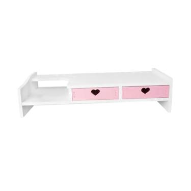 Imagem de Suporte para riser, organizador de mesa, prateleira aumentada para computador, material de escritório, suporte durável para laptop para, Gaveta Rosa 2