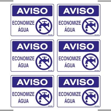 Imagem de Combo 6 Placas De Sinalização Aviso Economize Água 20x15 Ekomunike - P-38/2 F9e