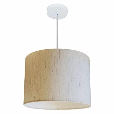 Imagem de Lustre Pendente Cilíndrico Cúpula Tecido 40x30 cm Algodão, Vivare Iluminação, Pendente4146 LLA-35, Linho Bege, Médio