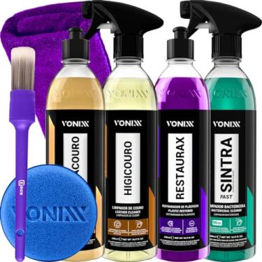 Imagem de Kit hidratante Restaurador de Couro Hidracouro Higicouro Apc Sintra fast Revitalizador de pasticos Restaurax 500 ml Vonixx