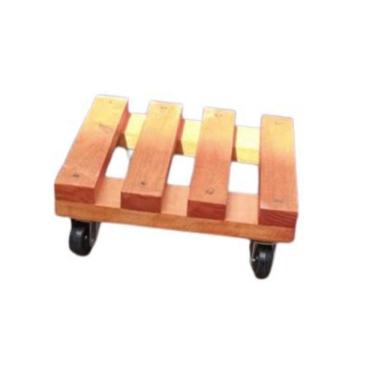 Imagem de Base de vaso quadrada de 30 cm x 30 cm de madeira envernizada com rodas