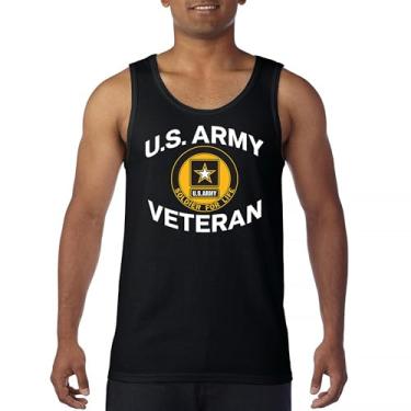 Imagem de Camiseta regata US Army Veteran Soldier for Life Military Pride DD 214 Patriotic Armed Forces Gear Licenciada, Preto, XXG