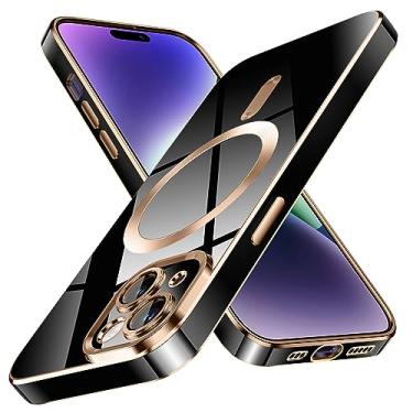 Imagem de YSLBWLE Capa para iPhone 13 Mini, [Compatível com Magnético], [Proteção contra quedas de grau militar de 3,5 m] [Antiamarelamento] Capa protetora de luxo de TPU macio fino para 13 Mini-Preto