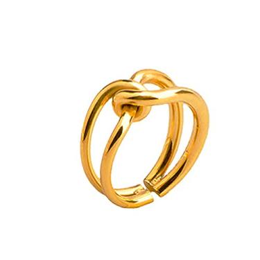 Imagem de Loqimu Anéis de nó cruzado de camada de titânio para mulheres, adolescentes e meninas, abertos, ajustáveis, joias estéticas, anéis de dedo midi, de aço inoxidável, de casamento, eternidade, tamanho 8,