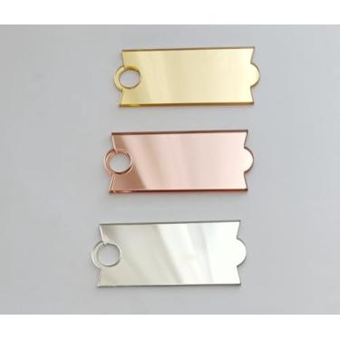 Imagem de 15 peças de placa de nome Stanley Cup, placa de nome espelhada prateada para tampa, etiqueta de nome de copo, placa de nome para garrafa de água (1,134 g, material espelhado misto)