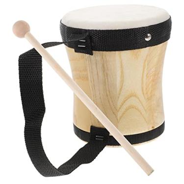 Imagem de Vaguelly Bateria Bongô infantil com bengala de madeira instrumento musical de percussão para crianças adultos iniciantes, 13 cm