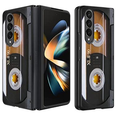 Imagem de BWOOLL Capa para celular Samsung Galaxy Z Fold 3, Slim Fit Hard PC à prova de choque, dobrável, elegante, capa protetora para Samsung Galaxy Z Fold 3 5G 2021, cassete de música vintage dos anos 80