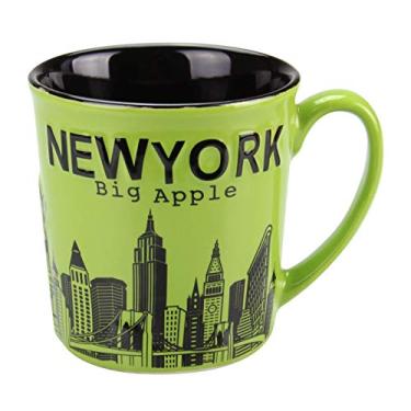 Imagem de Torkia - Canecas de cerâmica jumbo New York Big Apple City Skyline - 340 g (verde-limão)