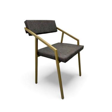 Imagem de Cadeira Zenite Estofado Cinza Metalon Dourado