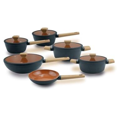 Imagem de Jogo De Panelas Revestimento Cerâmico Indução Preto 6 Peças Fracalanza