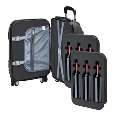 Imagem de Mala De Bordo Para 6 Garrafas De Vinho Em ABS, Conjunto De 2 Peças, Preta