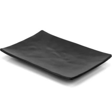 Imagem de Prato para Sushi Sashimi Retangular 20x14cm Preto Melamina P