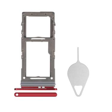 Imagem de BESJMYT Substituição da bandeja do cartão SIM para Samsung Galaxy S20+ 5G (versão SIM único) - Adaptador de suporte para compartimento de cartão vermelho Aura com ejetor de agulha para S20 Plus 5G