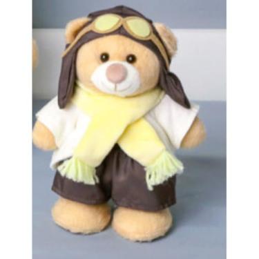 Imagem de URSO AVIADOR CLASSICO PELUCIA FIXA EM PÉ 20 CM (AMARELO)
