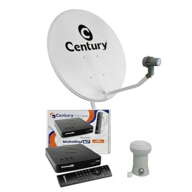 Imagem de Kit Antena Parabolica Ku 60cm + Receptor Midiabox B7 Century + LNBF Simples