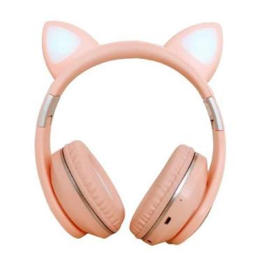 Imagem de Headphone Orelha De Gato Bluetooth Gatinho Rosa Mulheres - Kapbom