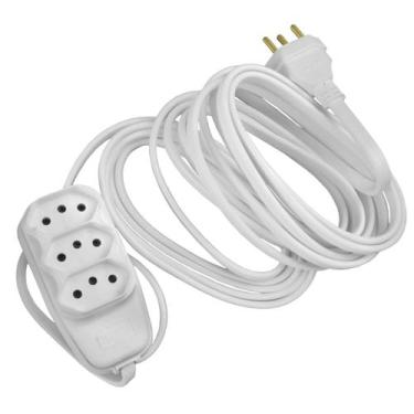 Imagem de Extensão Eletrica Bivolt Com Cabo de 4,5 Metros Saída de 3 Tomadas 10A