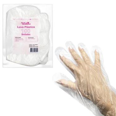 Imagem de Luva Plástica Descartável Transparente Manicure 100 Unidades - Arte Se