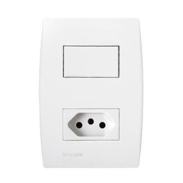 Imagem de Interruptor 1 Seção + Tomada 2P+T Branca 4 X 2 linha Ilus 10 Amperes S