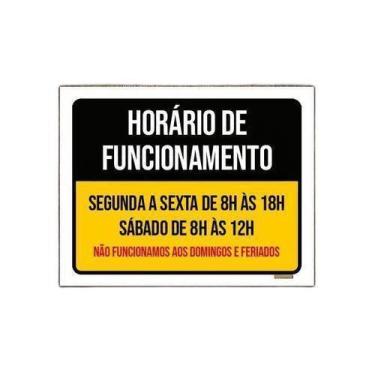 Imagem de Kit 3 Placa Horário Funcionamento Preto Amarelo - Sinalizo