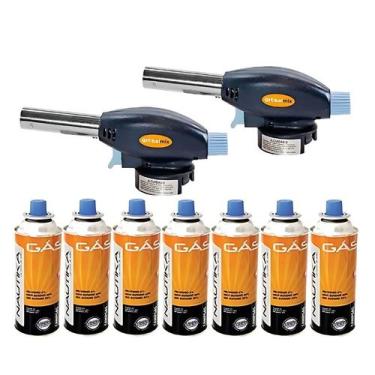 Imagem de Kit 2 maçarico portatil culinário com controle de chama automático sol