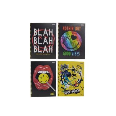 Imagem de Caderno Escolar Universitário Espiral 300 Folhas Smiley - São Domingos