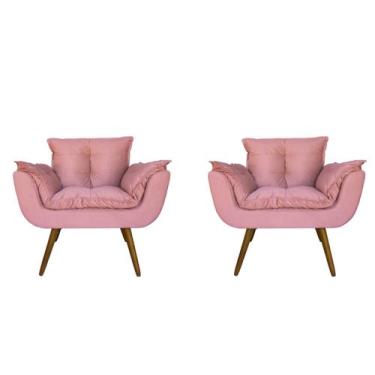 Imagem de Combo 2 Poltronas Decorativa Estofada Para Sala Comercial Opala Suede 