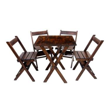 Imagem de Conjunto Mesa Dobrável para Bar e Lanchonetes 60x60cm com 4 Cadeiras e