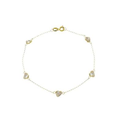 Imagem de Pulseira Ouro 18k Feminina Coração De Zircônia - DR Joias